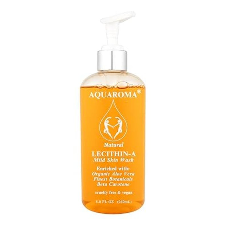 Aquaroma Natural Daily Skin Wash ? Cleanser for Sensitive, Acne & Oily Skin ? With Aloe Vera, Vitamin E, Beta Carotene & Lecithin ? Vegan, Daily Wash for Face, Body, Shaving & Scalp - 8.0 FL OZ