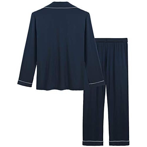 Joyaria Womens Bamboo Viscose Pajama Sets Long Sleeve Button Down Cooling Sleepwear Soft Comfortable Pj Pants Set for Women