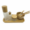 Bamboo & Glass 8 Pack Face Mask Mixing Bowl Set with Tools & Refillable Containers