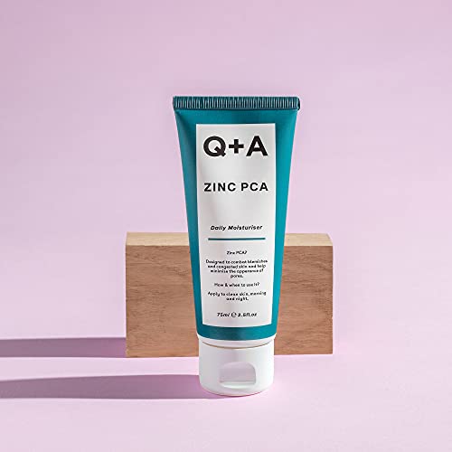 Q+A Zinc PCA Daily Moisturizer (75ml), Hydrating Moisturizer Face Cream for Oily and Blemish-Prone Skin, with Niacinamide and Ginseng, Oil Control and Pore Minimising, Fragrance Free Skincare
