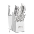 Cuisinart 15-Piece Stainless Steel Knife Set with Block - White