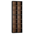 FOTOSOK 7-Tier Narrow Bookshelf Tall Media Tower in Black/Brown, Space-Saving Storage