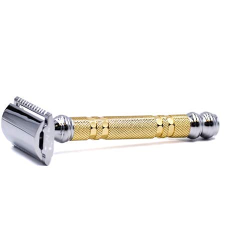 Convertible Safety Razor with Open & Closed Comb Plates - Premium Brass Handle