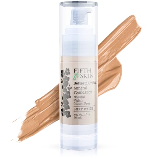 Fifth & Skin: Better¡¯n Ur Skin Liquid Foundation (SOFT BEIGE) - Natural, Organic, Vegan, Cruelty-Free - Gluten-Free Beauty with Buildable Coverage and Palm-Free Luxury - 1 oz