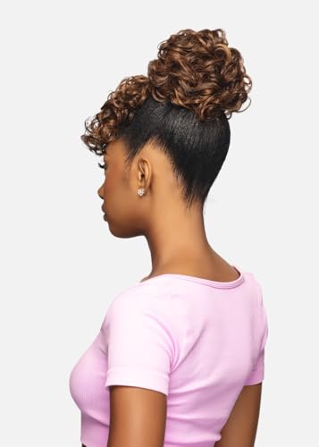 Wavy Bun & Side Bang Hairpiece - 99J Red Burgundy Wine, Heat-Resistant Faux Fiber