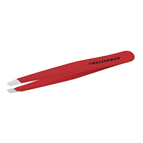 Tweezerman Stainless Steel Slant Tip Tweezers - Red Hand-Finished Precision
