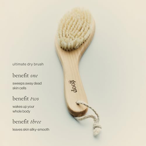 Goop Natural Dry Body Brush with Wooden Handle & Sisal Fibers – Detox & Exfoliate Skin