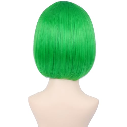 Green Bob Wig with Bangs, Accessories & Stickers for St Patrick's Day Costume