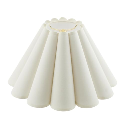 Cream Linen Empire Box Pleated Lamp Shade - 6" Top x 16" Bottom x 10" Slant, Spider Fitter, Large