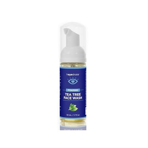 Heyedrate Foaming Tea Tree Face Wash & Eyelid Cleanser and Lid & Lash Cleanser Spray Bundle - Natural, Organic Cleanser with Aloe Vera - Gentle, Pure Hypochlorous Acid Spray for Eye Irritation (2oz.)