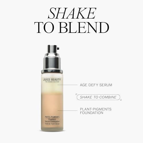Juice Beauty Phyto-Pigments Flawless Serum Foundation - 14 Sand - 30 mL - Medium-to-Full, Long-Lasting Coverage - Reduces Look of Wrinkles + Pores - Vegan, Cruelty Free