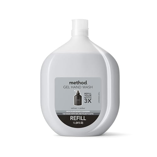 Method Gel Hand Soap Refills, Vanilla + Raspberry and Vetiver + Amber Scents, Biodegradable Formula, 34 Fl Oz (2 Pack)