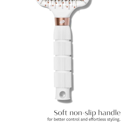 T3 Paddle Brush - Wide Flat Base, Cushioned Body & Heat-Resistant Bristles for Gentle Styling