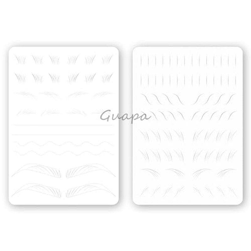 3 pcs White Microblading Hairstroke Practice Skin Hair strokes Pattern Pre-printed Silicone Practice Pad Combo Brow Practice Skin Permanent Makeup Eyebrow Tattoo Latex (White Skin-Hair Strokes)