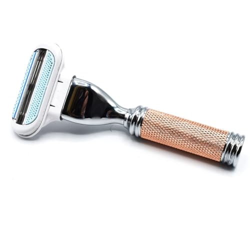 Women’s Travel Razor with 3-Blade Cartridges and Leather Case - Rose Gold