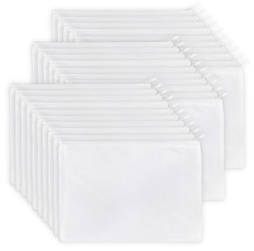 Large White Makeup Bag Set 30 Pouches - 9x7'' Customizable Cotton Canvas