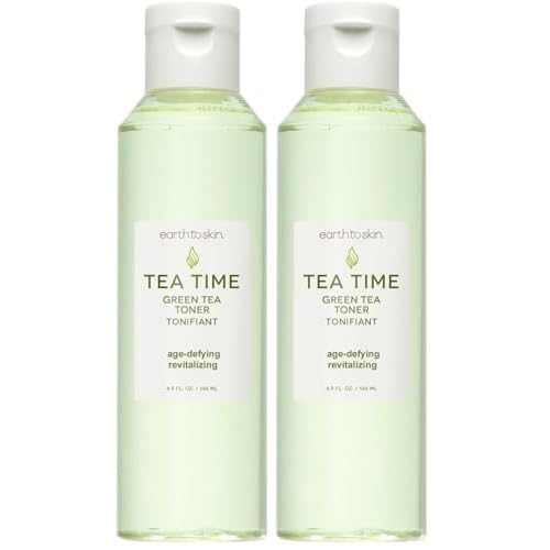 Earth To Skin Tea Time Green Tea Anti-Aging Face Toner, Natural Nourishment, Purify & Cleanse Facial Toner for All Skin Types (4.9 Fl Oz) (Pack of 2)