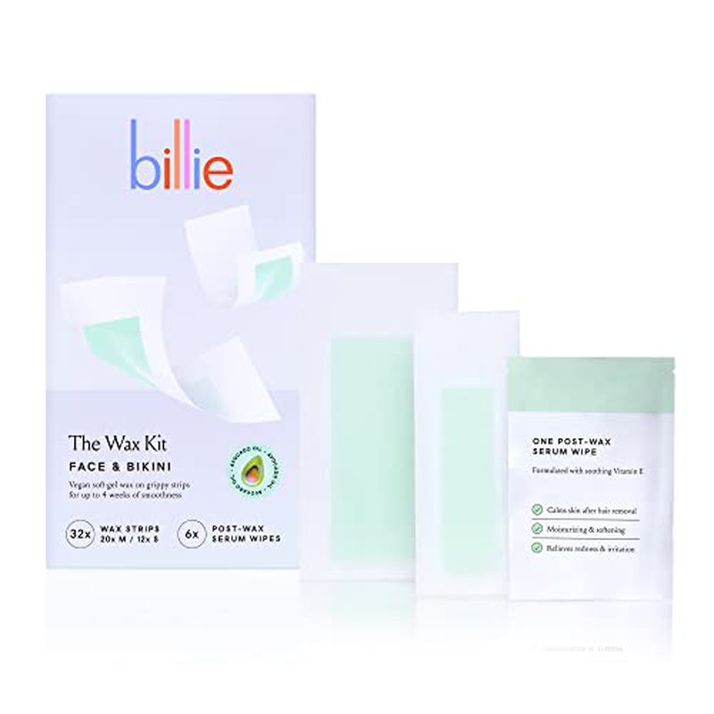 Billie Women's Razor Refill Blades 5-Blade Cartridges 4 count & Wax Kit 32 strips 6 wipes