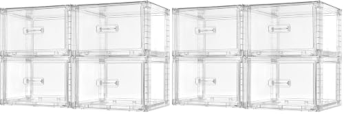 Stackable Closet Storage Drawers - Clear Plastic Organizer Bins, 15QT, Set of 8