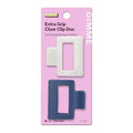 Gimme Beauty Square Extra Grip Claw Clip - Double Teeth Accessory Set - Perfect for Fine Hair - Lasting Hold for Everyday Wear - Trendy, Non-Slip Cilp Duo for Women - Navy & Pearlescent, 2 Pack