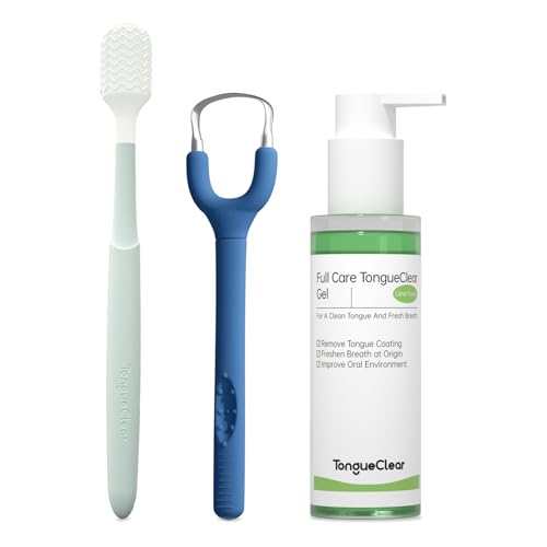Blue Strong Mint Tongue Scraper and Mucosal Cleaner Kit for Adults - Fresh Breath