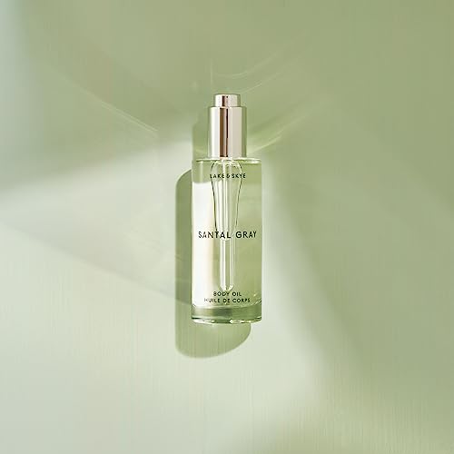 Lake & Skye Santal Gray Body Oil, 3.4 fl oz (100 ml), Hydrating with Vitamin E & Sweet Almond Oil - Woody Scent