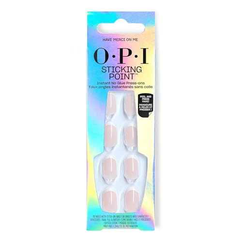 OPI Sticking Point | Instant No Glue Press On Nails | 30 Count with Adhesive Tabs | Short Round, Almond and Squoval | Damage-Free Wear | Spring 2026