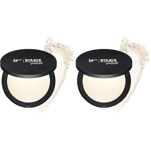 IT Cosmetics Bye Bye Pores Pressed Finishing Powder - Universal Shades - Contains Anti-Aging Peptides, Hydrolyzed Collagen & Antioxidants - 0.31 oz