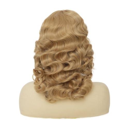 Blonde Finger Wave Wig for Women 1920s Vintage Style Synthetic Hair - Side Part