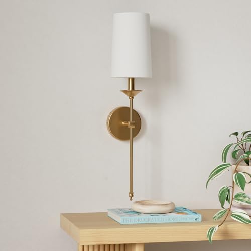 PASSICA DECOR Antique Brass Battery Operated Wireless Wall Sconce Set of 2 with Remote, Dimmable RGB & Timer