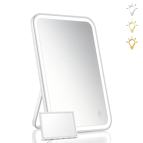 KOOKIN Lighted Makeup Mirror with 3 Color Modes & 5X Magnifier, Rechargeable LED Vanity Mirror