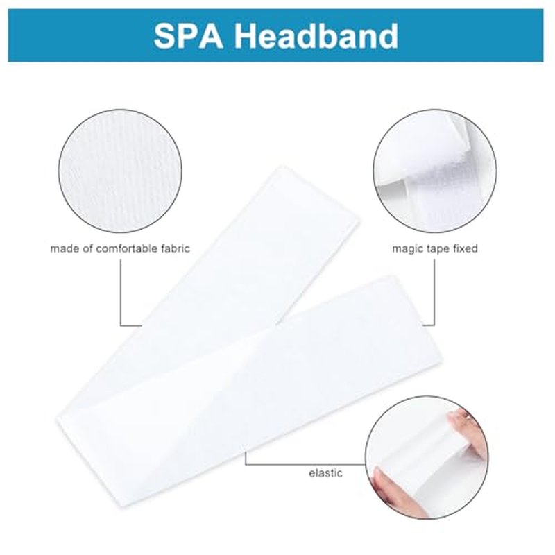 250Pcs Disposable Spa Facial Headbands with Convenient Closure White Stretch Makeup Soft Skin Care Hairband for Women Salons