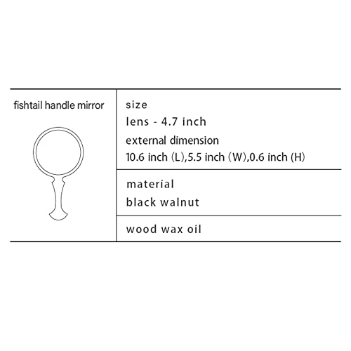 Round Walnut Hand Mirror - 5.5 Inch Diameter, Handheld Travel Vanity Mirror for Men & Women