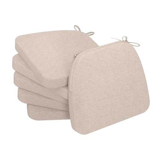 Oatmeal Beige Chair Cushions for Dining Chairs 17 x 16 x 2 in Set of 6