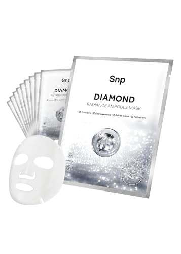 Diamond & Hyaluronic Acid Face Mask – Hydrating, Tightening, Rejuvenating Skincare Sheet Mask for Oily Skin – 10 Sheets