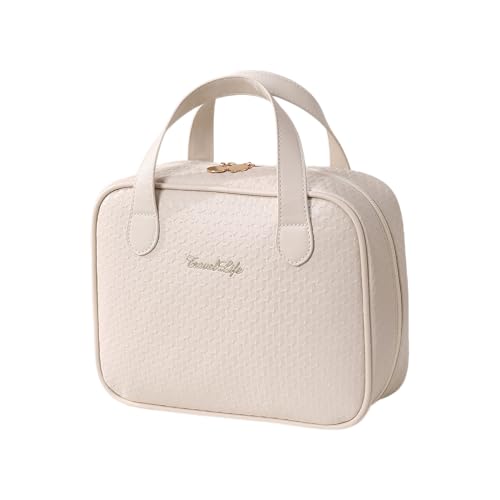 Travel Makeup Bag for Women, Large Capacity Cosmetic Bags, Organizer Portable Water-resistant Toiletry Bag (white)