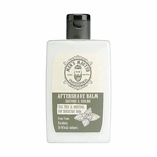 Soothing Aftershave Balm for Sensitive Skin"Tea tree and Menthol" Cosmetics for Men, Parabens FREE, 120 ml of Men's Master