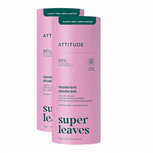 Plastic-Free Natural Deodorant with Coconut & Wild Berries - 2.64 Oz Pack of 2