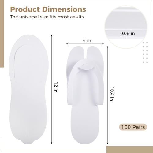 White Disposable Pedicure Flip Flops Slippers Bulk for Nail Salons & Spa - Light & Easy to Wear