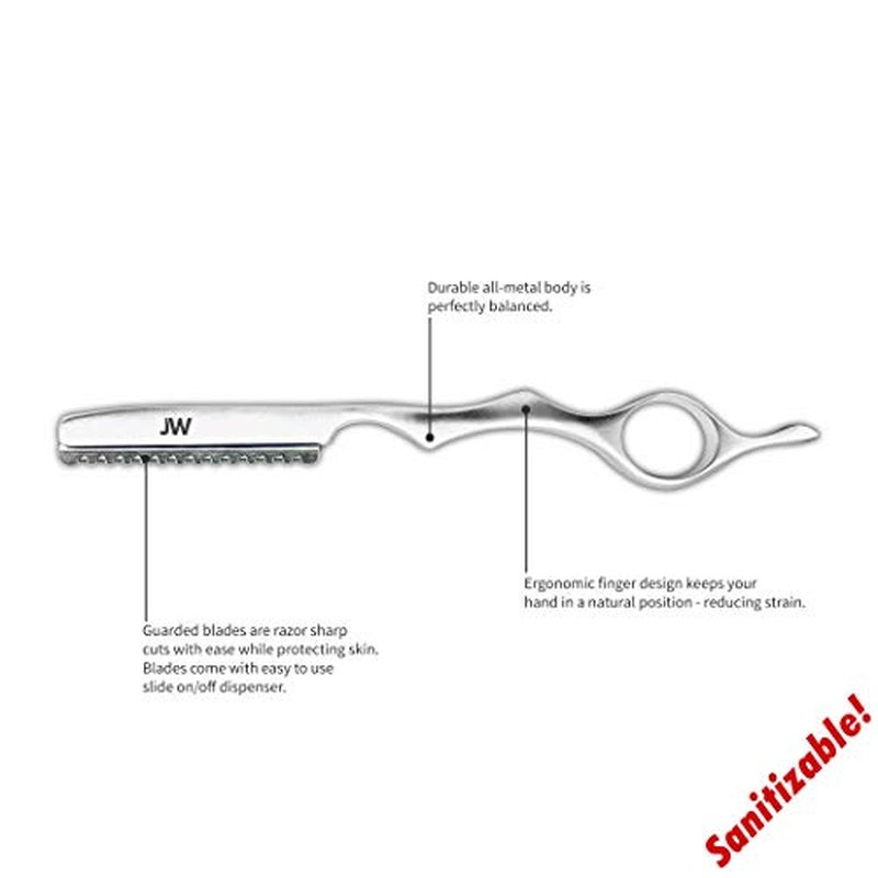 JW Professional Hair Styling Thinning Texturizing Cutting Feather Razor + 5 Replacement Blades