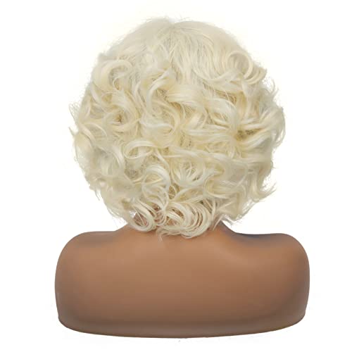 Amnenl Platinum Blonde 1920s Lace Front Wig Short Curly Synthetic Hair for Women