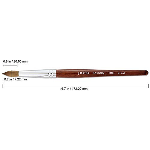 pana USA Acrylic Nail Brush100% Pure Kolinsky Hair Mahogany Wood Handle with Silver Ferrule Round Shaped Style (Size # 10, Mahogany)