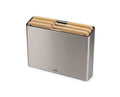 Bamboo Cutting Board Set with Stainless Steel Slim Case - 15"L x 3.4"W, Double-Sided, Non-Slip Feet