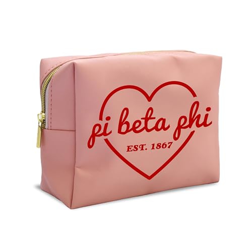 Water-Resistant Makeup Bag with Zipper Closure - Multi-Purpose PU Leather Sorority Gift