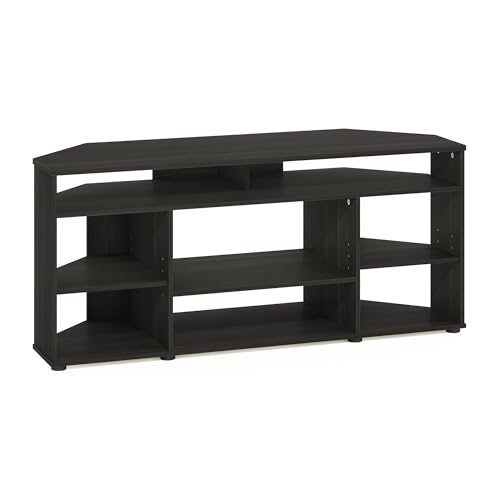 Espresso Corner TV Stand for 55-Inch TVs | 4-Tier Storage & Modern Design