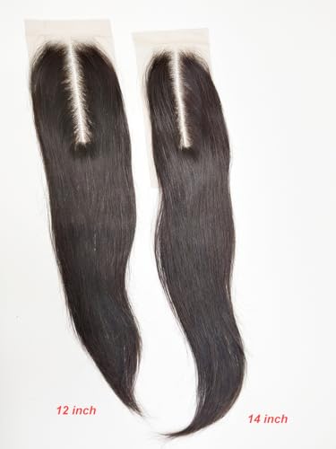 14-Inch Brazilian Virgin Human Hair Lace Closure Middle Part - Natural Black