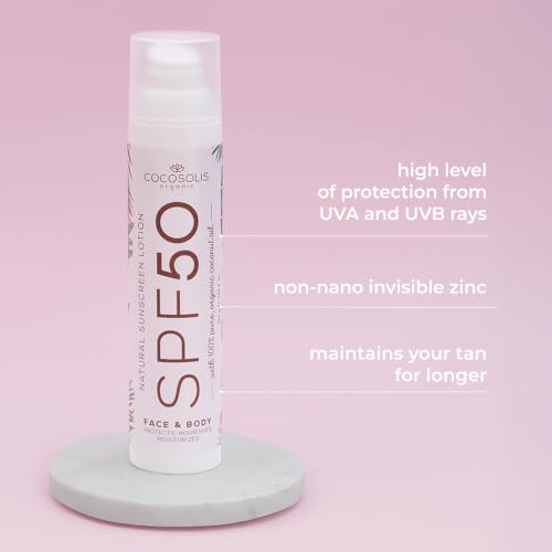 Natural SPF 50 Sunscreen Lotion for Face & Body - Mineral, Hydrating, UVA/UVB Protection
