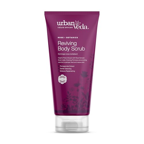 Rose Exfoliating Body Scrub | Natural Body Wash Scrub for Dry Skin | Mature Skin Scrub with Rosehip Oil | Exfoliating Body Scrubber by Urban Veda | 6.77 Fl oz
