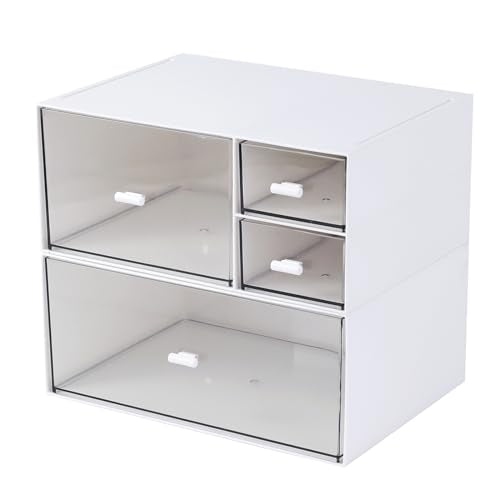 MILULUGO 4-Drawer Desk Organizer Makeup Storage Box for Cosmetics & Jewelry
