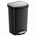 SONGMICS 12-Gallon Plastic Kitchen Trash Can with Soft Close Lid - Ink Black